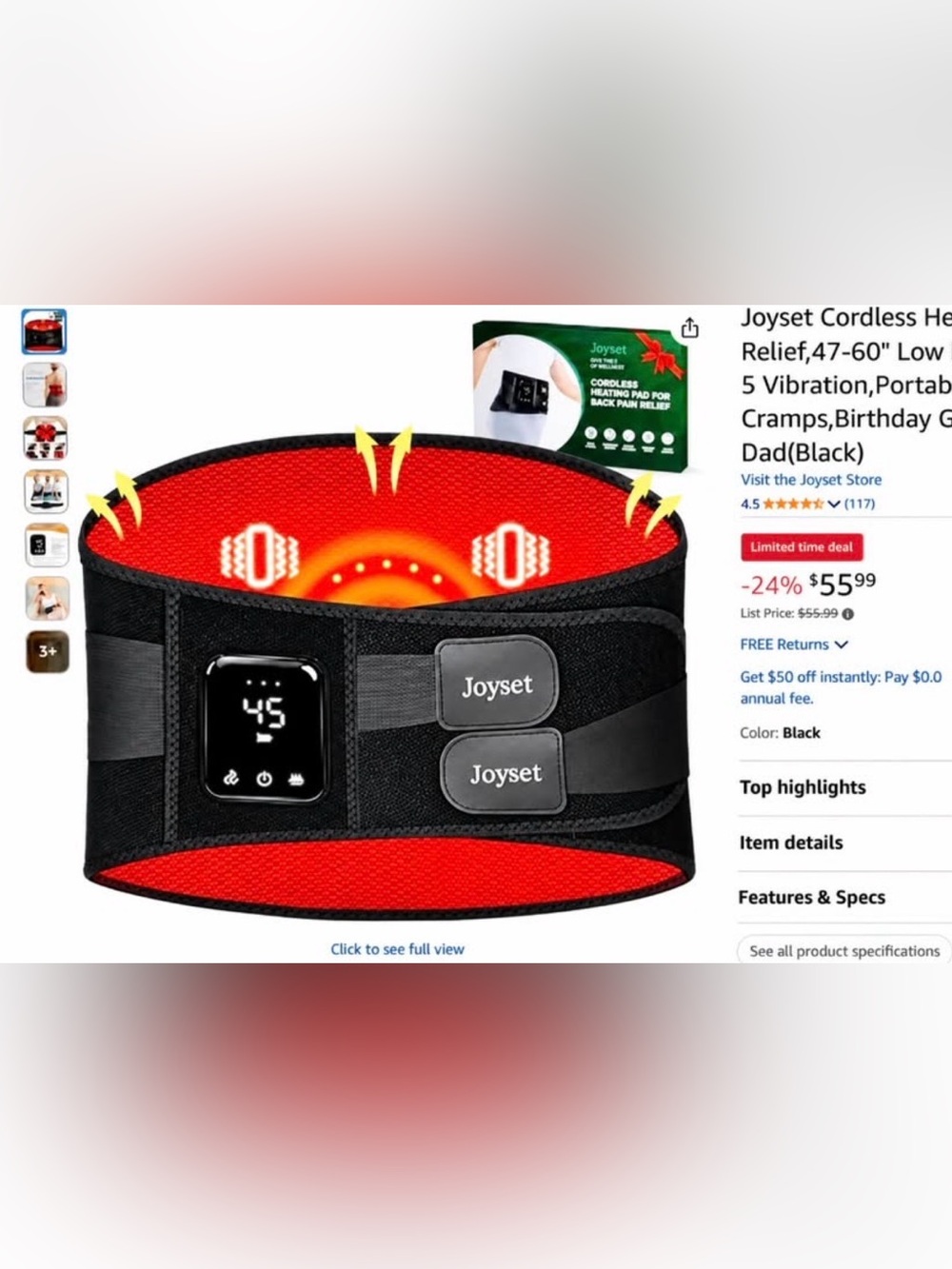 Brand New Joyset Cordless Heating Belt